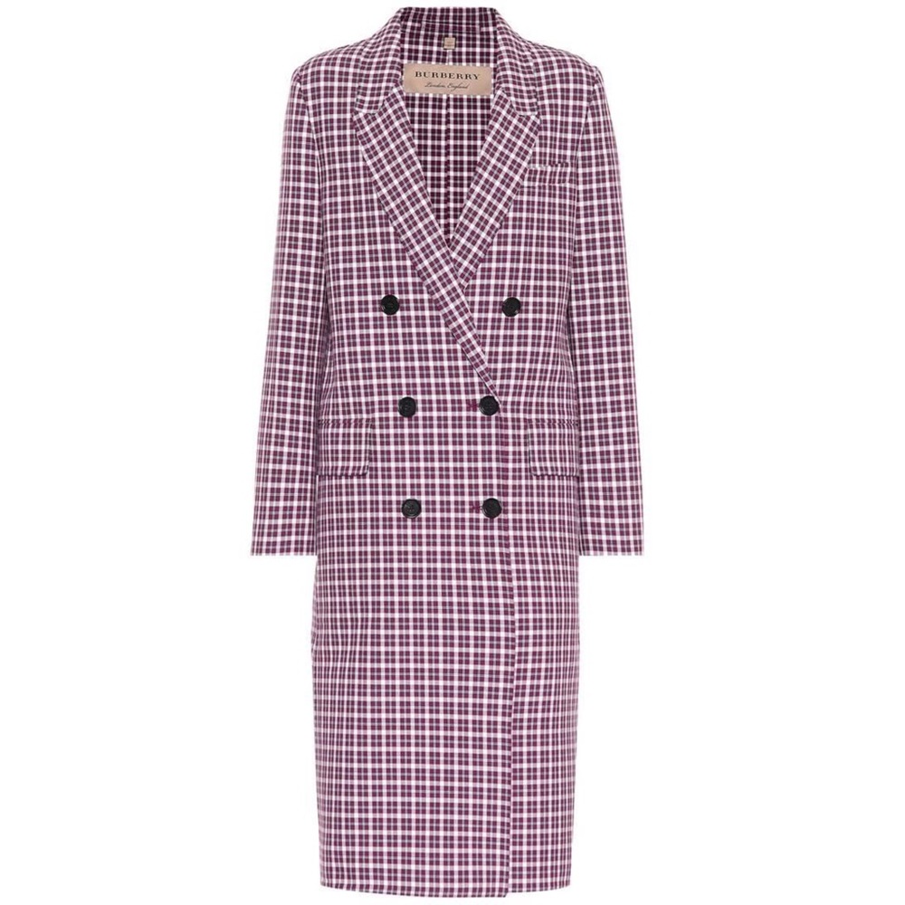 Burberry Checked Cotton-blend Coat In Burgundy NWT - Picture 11 of 15